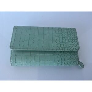 Unbranded Croc Embossed Wallet Mint Green Zip Around Clutch Organizer